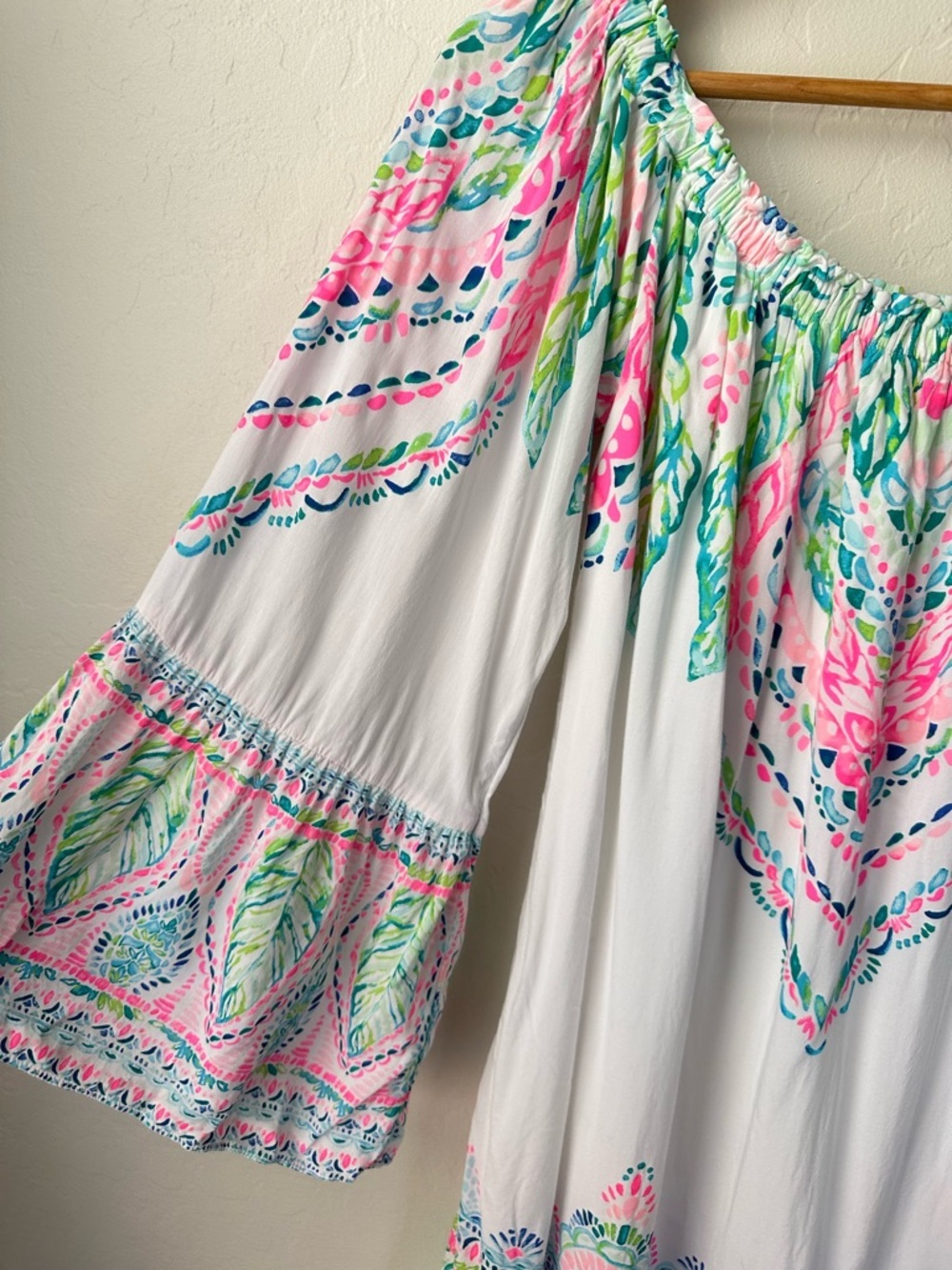 Lilly Pulitzer Nevie Coconut Coast Off Shoulder Dress Size Small - Picture 9 of 10